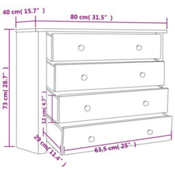 Vidaxl Side Cabinet 80X40X73 Cm Pine Panama Range - thumbnail 6