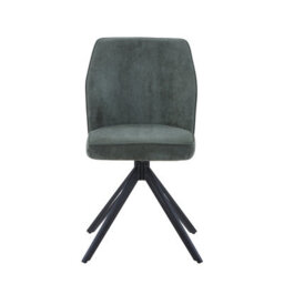 Core Products Aspen Pair Of Green Cord Swivel Dining Chairs - Upholstered Seat With Black Metal Legs - thumbnail 3