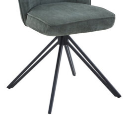 Core Products Aspen Pair Of Green Cord Swivel Dining Chairs - Upholstered Seat With Black Metal Legs - thumbnail 7