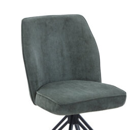 Core Products Aspen Pair Of Green Cord Swivel Dining Chairs - Upholstered Seat With Black Metal Legs - thumbnail 6