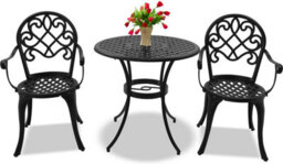 Centurion Supports Prego Garden And Patio Table And 2 Large Chairs With Armrests Cast Aluminium Bistro Set - thumbnail 1