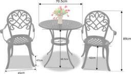 Centurion Supports Prego Garden And Patio Table And 2 Large Chairs With Armrests Cast Aluminium Bistro Set - thumbnail 9
