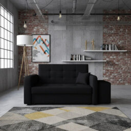 Viva Home Ii Sofa Bed With Two Ottomans For Living Room Chipboard Metal Legs Sleeping Function 158 Cm Black Right - thumbnail 1
