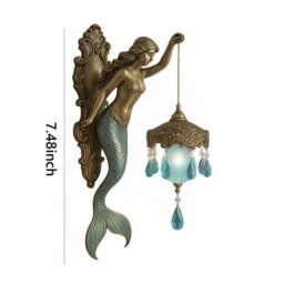 Amorly Vintage Mermaid & Fairy Wing Wall Light,frosted Crystal Led Night Light, Soft Warm Ambient Wall Lamp,for Bedroom, Hotel,restaurant - thumbnail 7