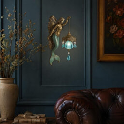 Amorly Vintage Mermaid & Fairy Wing Wall Light,frosted Crystal Led Night Light, Soft Warm Ambient Wall Lamp,for Bedroom, Hotel,restaurant - thumbnail 5