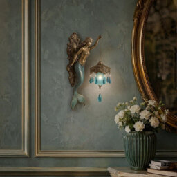 Amorly Vintage Mermaid & Fairy Wing Wall Light,frosted Crystal Led Night Light, Soft Warm Ambient Wall Lamp,for Bedroom, Hotel,restaurant - thumbnail 6