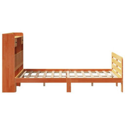Berkfield Bookcase Bed Without Mattress Wax Brown 135X190 Cm Double Solid Wood Pine - thumbnail 7