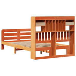 Berkfield Bookcase Bed Without Mattress Wax Brown 135X190 Cm Double Solid Wood Pine - thumbnail 8
