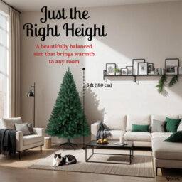 Evre Artificial Christmas Tree 6Ft 180Cm Extra Bushy 800 Tips Strong Metal Stand - 4/5/6/7/8 Ft Available - thumbnail 4