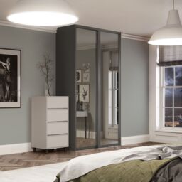 Spacepro Shaker Classic Shaker Mirrored Gloss Graphite 2 Door Sliding Wardrobe Door Kit (H)2220mm (W)1145mm - thumbnail 4