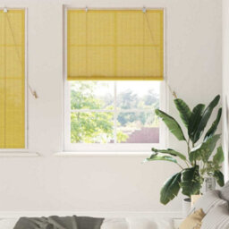Berkfield Window Blinds & Shades With Curtains Manual Yellow Bamboo - thumbnail 1