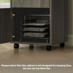 Homcom 60Cm Filing Cabinet With Drawers And Open Shelf, Grey - thumbnail 7