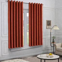 Oxford Homeware Eyelet Linen Effect Curtains Rust Fully Lined 100% Blackout Thermal Insulated Curtains Pair ((W)168Cmx(L)137Cm - thumbnail 2