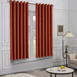 Oxford Homeware Eyelet Linen Effect Curtains Rust Fully Lined 100% Blackout Thermal Insulated Curtains Pair ((W)168Cmx(L)137Cm - thumbnail 7