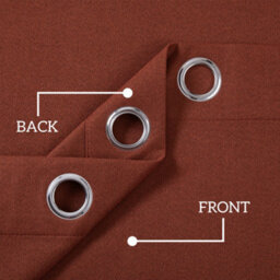 Oxford Homeware Eyelet Linen Effect Curtains Rust Fully Lined 100% Blackout Thermal Insulated Curtains Pair ((W)168Cmx(L)137Cm - thumbnail 4