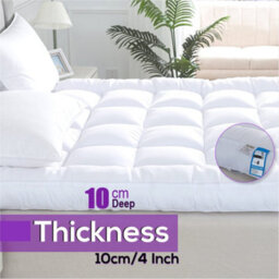 ARLinens Microfiber Mattress Topper 10Cm Mattress Protector Cover Elastic Corner Straps 4 Inch Deep Mattress Toppers - thumbnail 3