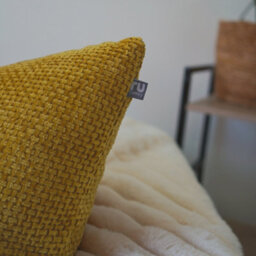 rucomfy Beanbags Rucomfy Waffle 50X50Cm Cushion - Mustard Soft Decorative Throw Pillow For Sofa & Bed - thumbnail 2