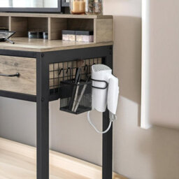 Pirlo Plush 3 Drawer Dressing Table With Mirror And Stool Greige - thumbnail 2