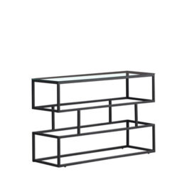 Lina Console Table Matt Black Finish With Clear Tempered Glass Top - thumbnail 2