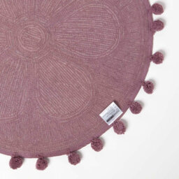 Homescapes Floral Bath Mat Blush Pink 100% Cotton With Pom Pom Edges - thumbnail 5