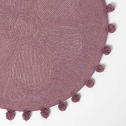 Homescapes Floral Bath Mat Blush Pink 100% Cotton With Pom Pom Edges - thumbnail 4
