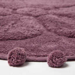 Homescapes Floral Bath Mat Blush Pink 100% Cotton With Pom Pom Edges - thumbnail 3