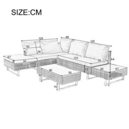 Abrihome Mixed Grey Rattan Corner Sofa Set,industrial Style,with Coffee Table,garden Furniture Set,anti-Uv Cushions Removable Covers,grey - thumbnail 6