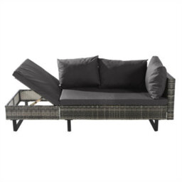 Abrihome Mixed Grey Rattan Corner Sofa Set,industrial Style,with Coffee Table,garden Furniture Set,anti-Uv Cushions Removable Covers,grey - thumbnail 7