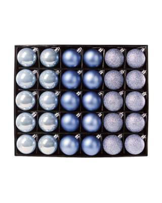 Werchristmas Set Of 50 Shatterproof Baubles, Ice Blue - image 1
