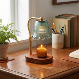 Komore Vintage Flower Green Glass Candle Warmer Lamp Adjustable Height - thumbnail 2