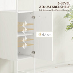 Homcom Tall Bathroom Cabinet With 3 Open Shelves Adjustable Shelf, White - thumbnail 5