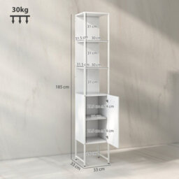 Homcom Tall Bathroom Cabinet With 3 Open Shelves Adjustable Shelf, White - thumbnail 3