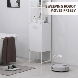 Homcom Tall Bathroom Cabinet With 3 Open Shelves Adjustable Shelf, White - thumbnail 7