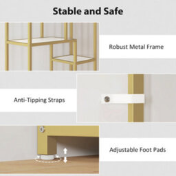 Homcom Modern Bookcase 7-Tier Bookshelf Shelving Unit White Gold Tone - thumbnail 5