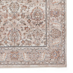 Beige Traditional Bordered Floral 10mm Thick Stain-Resistant Rug For Bedroom, Living Room, & Dining Room-120Cm X 170Cm - thumbnail 3