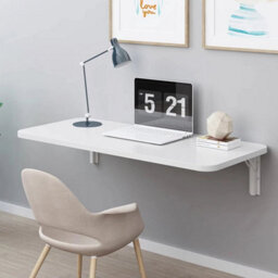 White Folding Wall Mounted Shelf Unit Dining Table Drop Leaf Laptop Desk Storage - thumbnail 4