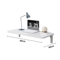 White Folding Wall Mounted Shelf Unit Dining Table Drop Leaf Laptop Desk Storage - thumbnail 2