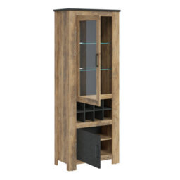Furniture To Go Rapallo 2 Door Display Cabinet With Wine Rack In Chestnut And Matera Grey - thumbnail 3