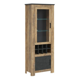Furniture To Go Rapallo 2 Door Display Cabinet With Wine Rack In Chestnut And Matera Grey