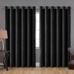 Bedlooms Black Crushed Velvet Curtains Blackout Thermal Insulated Eyelet Curtain (Pair) 66 X 90 Inches With Tie Back Two - thumbnail 9