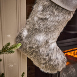 Dibor Traditional Beresford Grey Faux Fur Xmas Gift Decoration Christmas Stocking For Kids - thumbnail 2