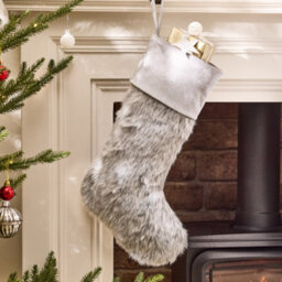 Dibor Traditional Beresford Grey Faux Fur Xmas Gift Decoration Christmas Stocking For Kids - thumbnail 1