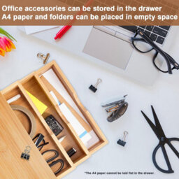 Mantraraj Bamboo Desk Top 3 Drawers Organiser Drawer Box With 3 Closed Drawers Stationary Makeup Storage Unit Cabinet - thumbnail 7