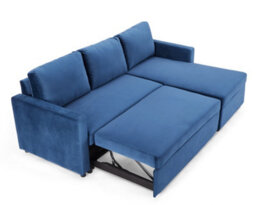 Home Detail Dorset 3 Seater Pull-Out Reversible Chaise Sofa Bed, Blue Velvet - thumbnail 5