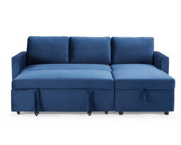 Home Detail Dorset 3 Seater Pull-Out Reversible Chaise Sofa Bed, Blue Velvet - thumbnail 3