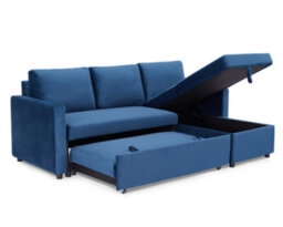 Home Detail Dorset 3 Seater Pull-Out Reversible Chaise Sofa Bed, Blue Velvet - thumbnail 4