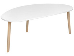 Wyld And Coco Novahome White Laminated Mdf Coffee Table With Pine Legs, Irregular Oversized Shape, W120 X D60 X H45 Cm - thumbnail 3