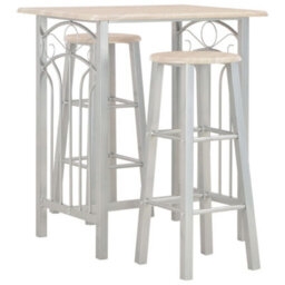 Berkfield 3 Piece Bar Set Wood And Steel - thumbnail 1