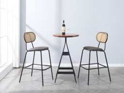 Nordlys Set Of 2 Industrial Bar Stools With Rattan Modern Design Style Dining Room - thumbnail 3