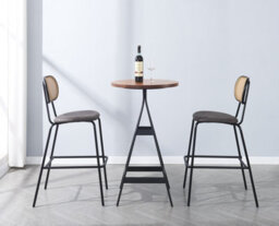 Nordlys Set Of 2 Industrial Bar Stools With Rattan Modern Design Style Dining Room - thumbnail 5